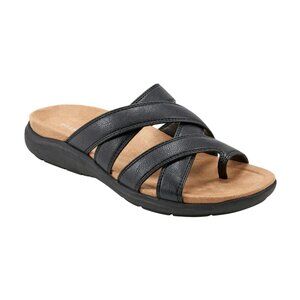 NWT Easy Spirit Womens Westly Strappy Toe Loop Slide Sandals SEWESTLY3 Black 9M